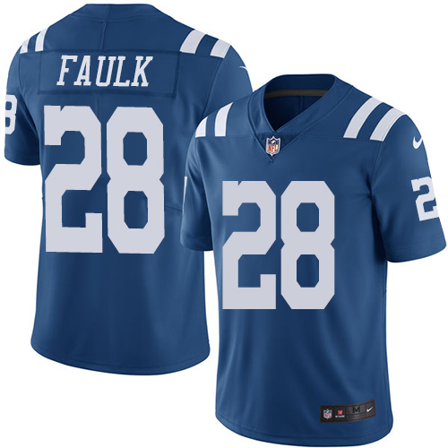 Indianapolis Colts #28 Limited Marshall Faulk Royal Blue Nike NFL Youth Rush Vapor Untouchable Jersey